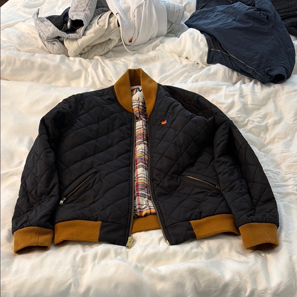 Aviator NationQuilted Black Bomber Jacket  flawless condition barely worn